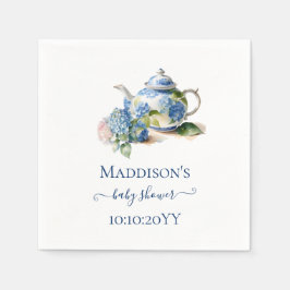 Blauwe Hortensia Baby Shower Theepartij Servet