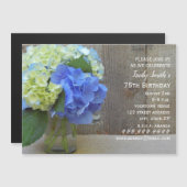 Blauwe hortensia Barnwood Mason Jar Volwassen verj Magnetische Uitnodiging (Voorkant / Achterkant)