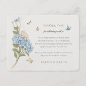Blauwe Hortensia Bedankkaart Informatiekaartje (Voorkant)