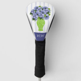  Blauwe Hortensia Blauwe Streep Monogram Patroon Golfheadcover