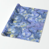 Blauwe hortensia bloeit cadeaupapier (Uitgerold)
