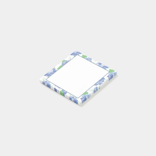 Blauwe hortensia bloeit post-it® notes (Schuin)