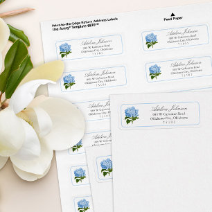 Blauwe Hortensia Bloem Aangepast Retouradres Label
