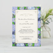 Blauwe Hortensia Bloem Art Deco Elegante Bruilofte Kaart (Staand voorkant)