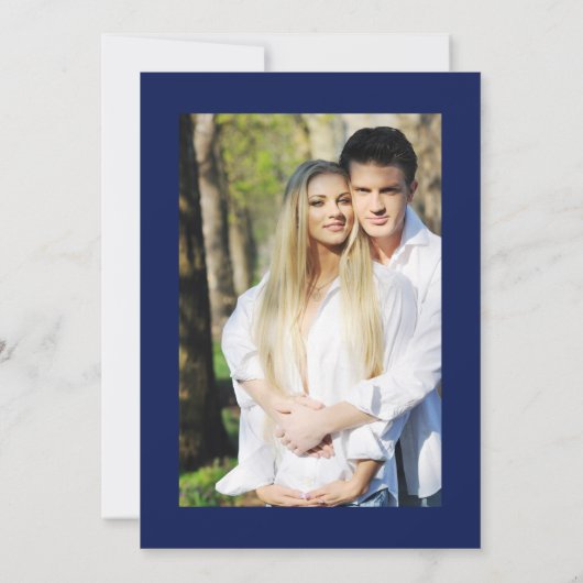 Blauwe Hortensia Bloem Art Deco Elegante Bruilofte Kaart (Achterkant)