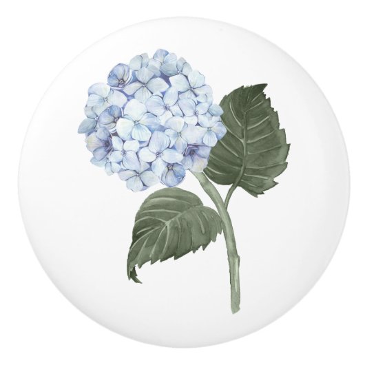 Blauwe hortensia bloem bloei keramische knop (Voorkant)