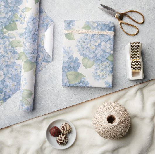 Blauwe Hortensia Bloem Bloeit Cadeaupapier (Crafts)