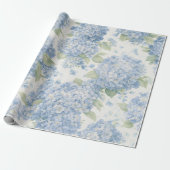 Blauwe Hortensia Bloem Bloeit Cadeaupapier (Uitgerold)