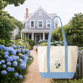 Blauwe Hortensia Bloem Bloem Contrasterende Trim B Tote Bag