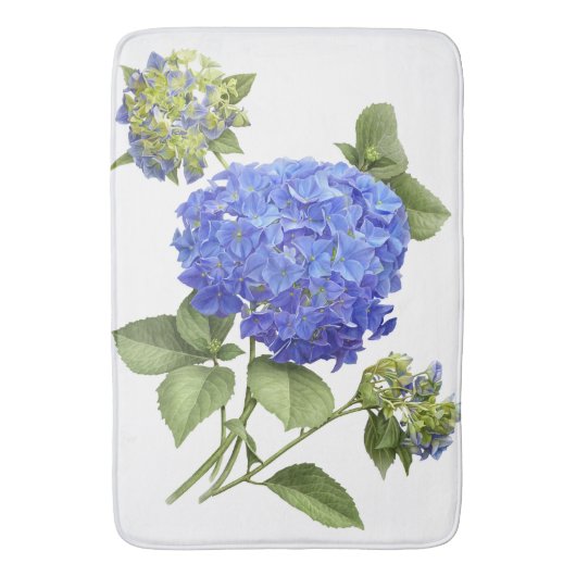Blauwe Hortensia Bloem Botanische Kunst Badmat (Voorkant Verticaal)