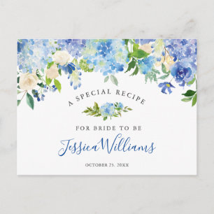 Blauwe Hortensia Bloem Bruidsdouche Receptkaart Briefkaart