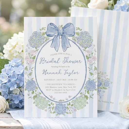 Blauwe Hortensia Bloem Bruidsfeest Kaart