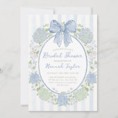 Blauwe Hortensia Bloem Bruidsfeest Kaart (Voorkant)