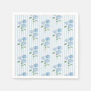 Blauwe Hortensia Bloem Bruiloft Blauwe Streep Servet