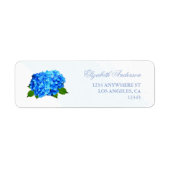 Blauwe Hortensia Bloem Bruiloft Etiket (Voorkant)