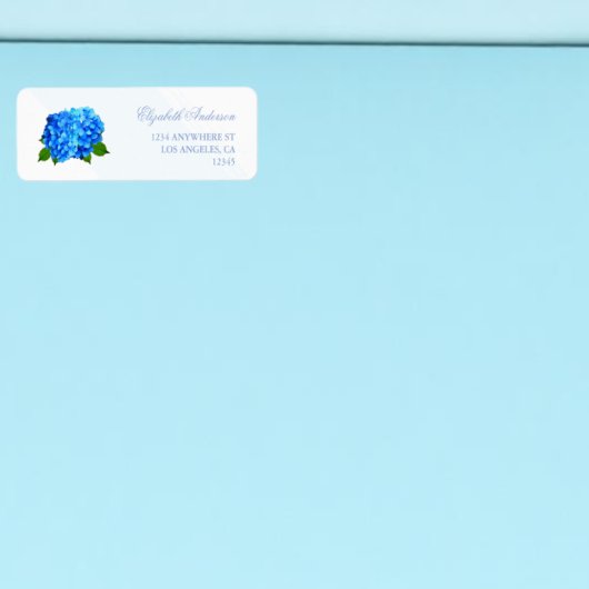 Blauwe Hortensia Bloem Bruiloft Etiket