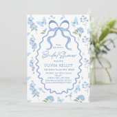 Blauwe Hortensia Bloem Bruiloft Feest Uitnodiging (Staand voorkant)