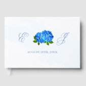 Blauwe Hortensia Bloem Bruiloft Gastenboek (Voorkant)