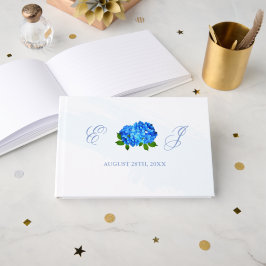 Blauwe Hortensia Bloem Bruiloft Gastenboek