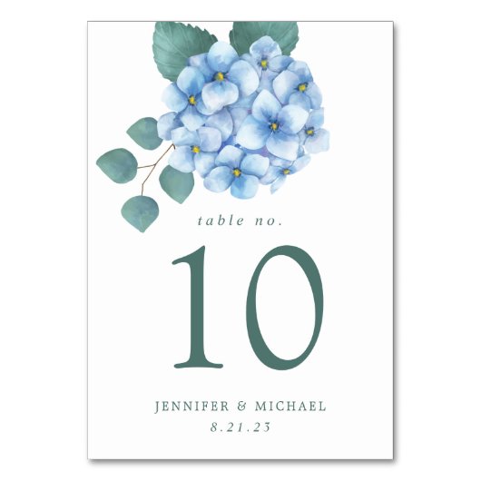 Blauwe Hortensia Bloem Bruiloft Kaart (Voorkant)