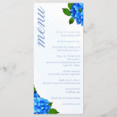 Blauwe Hortensia Bloem Bruiloft Menu (Voorkant)