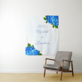 Blauwe Hortensia Bloem Bruiloft Wandkleed (In situ)