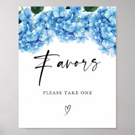 Blauwe Hortensia Bloem Bruiloftsshower Favoren Poster