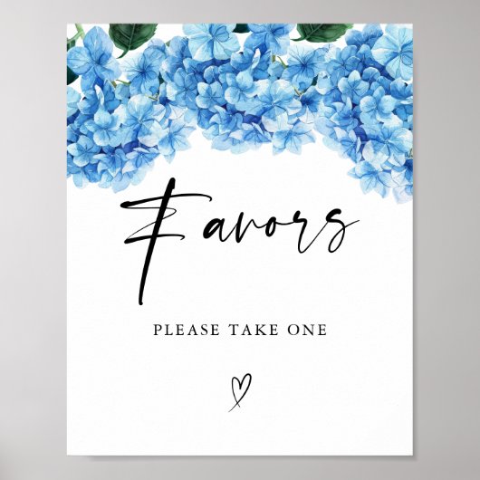 Blauwe Hortensia Bloem Bruiloftsshower Favoren Poster (Voorkant)
