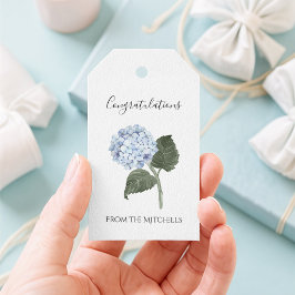 Blauwe Hortensia Bloem Cadeaulabel