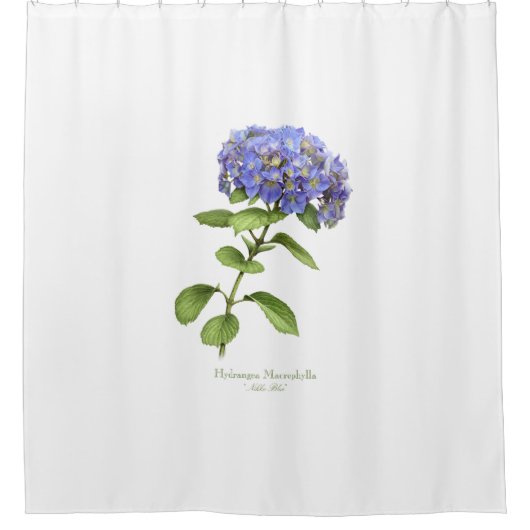 Blauwe Hortensia Bloem Douchegordijn (Voorkant)