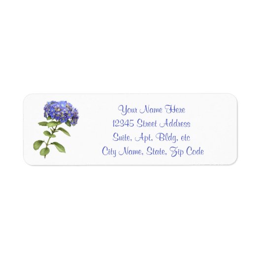 Blauwe Hortensia Bloem Etiket (Voorkant)