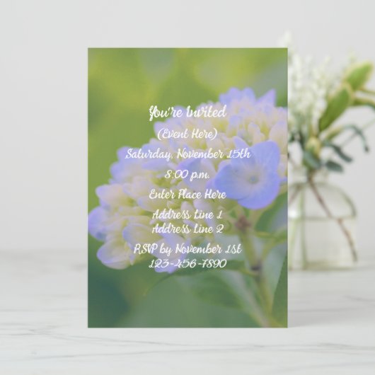 Blauwe Hortensia Bloem Feest  Kaart (Staand voorkant)