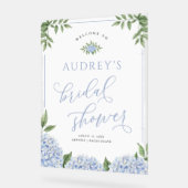 Blauwe hortensia bloem gepersonaliseerde douche ge acryl bord (Hoek)