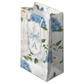 Blauwe Hortensia Bloem Initialen Klein Cadeauzakje (Voorkant Gekanteld)