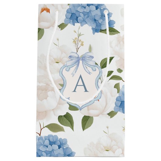 Blauwe Hortensia Bloem Initialen Klein Cadeauzakje (Voorkant)