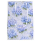 Blauwe Hortensia Bloem Middelgroot Cadeaubagage Medium Cadeauzakje (Achterkant)