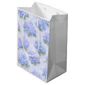 Blauwe Hortensia Bloem Middelgroot Cadeaubagage Medium Cadeauzakje (Achterkant Gekanteld)