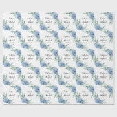 Blauwe Hortensia Bloem Personalized Bruiloft  Cadeaupapier (Vlak)