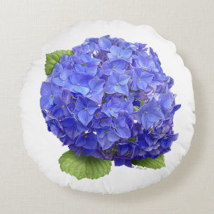 Blauwe Hortensia Bloem Rond Kussen