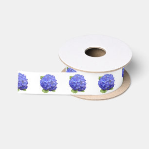 Blauwe Hortensia Bloem Satijnen Lint