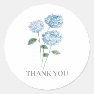 Blauwe Hortensia Bloem Schilderen Bedankt Ronde Sticker
