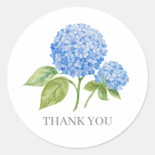 Blauwe Hortensia Bloem Schilderen Dank Je Ronde Sticker