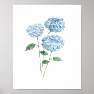 Blauwe Hortensia Bloem Schilderij Strand Poster