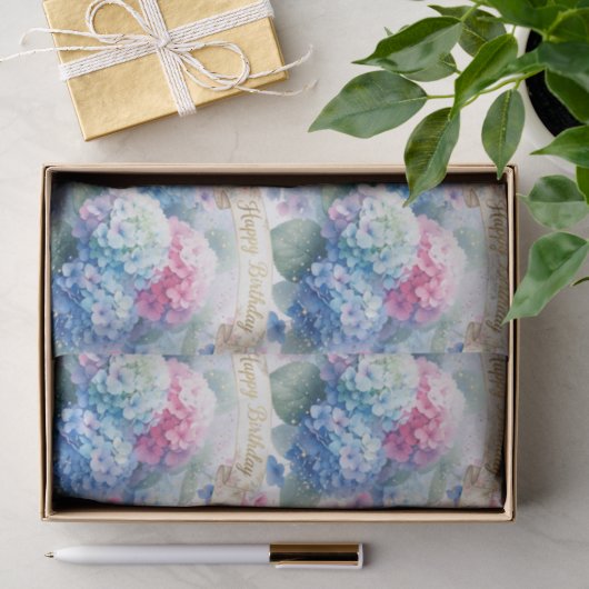 Blauwe Hortensia Bloem Verjaardag  Tissuepapier (Geschenk)
