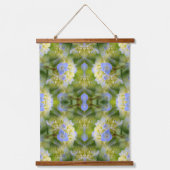 Blauwe hortensia bloem vermenigvuldigd Abstract Hangend Wandkleed (Voorkant)