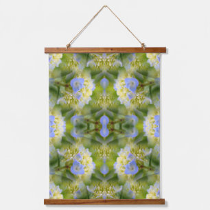 Blauwe hortensia bloem vermenigvuldigd Abstract Hangend Wandkleed