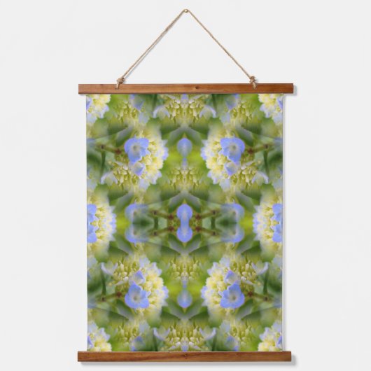Blauwe hortensia bloem vermenigvuldigd Abstract Hangend Wandkleed (Voorkant)