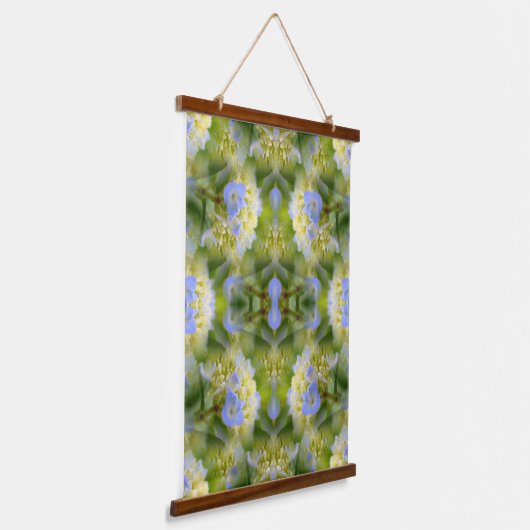 Blauwe hortensia bloem vermenigvuldigd Abstract Hangend Wandkleed (Gebogen)
