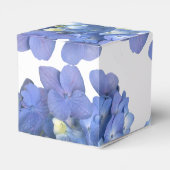 Blauwe hortensia bloemblaadjes bruiloft gepersonal bedankdoosjes (Achterkant)