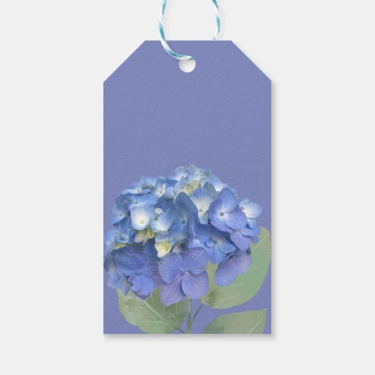 Blauwe hortensia bloemblaadjes gepersonaliseerd Vr Cadeaulabel (Achterkant)